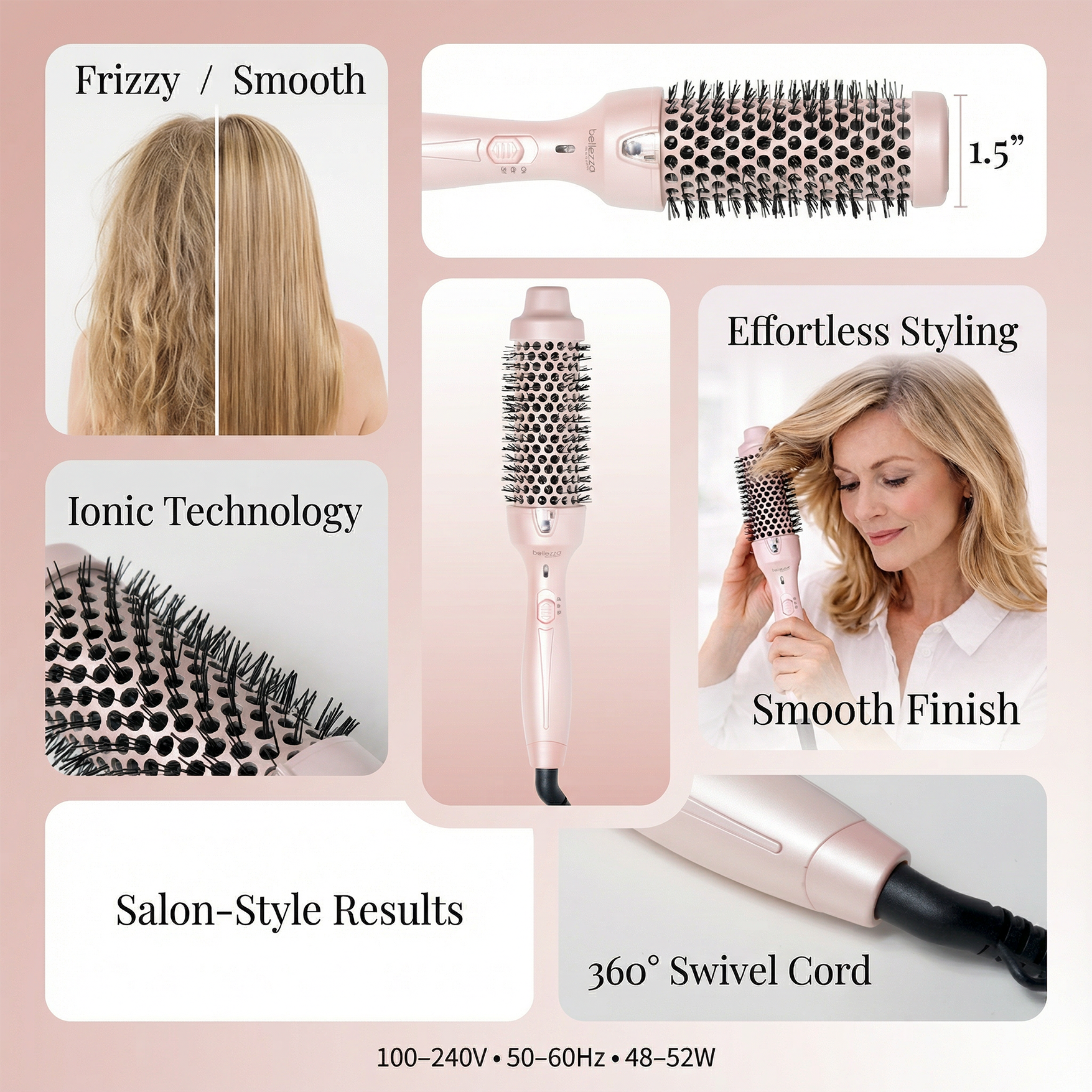 1.5″ Ionic Temperature Control Styling Brush