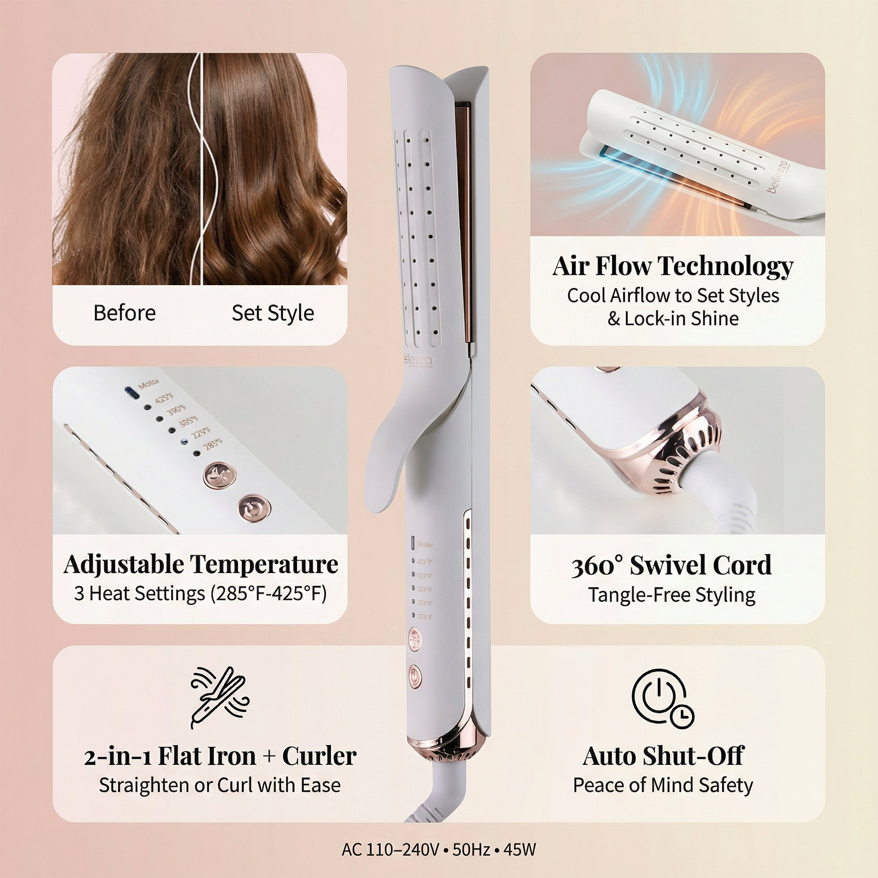 AirGlider | 2-in-1 Cool Air Flat Iron/Curler